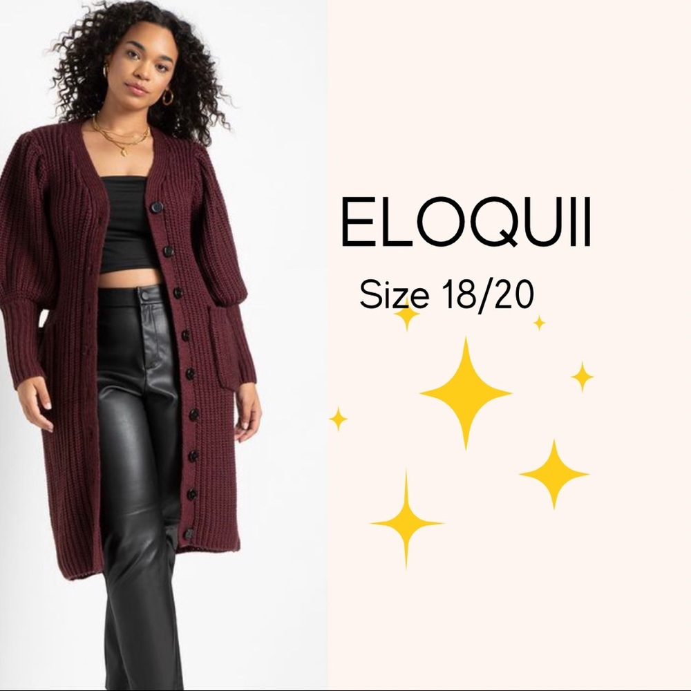 SOLD: ELOQUII Puff Sleeve Sweater Dress Cardian Sz 18/20